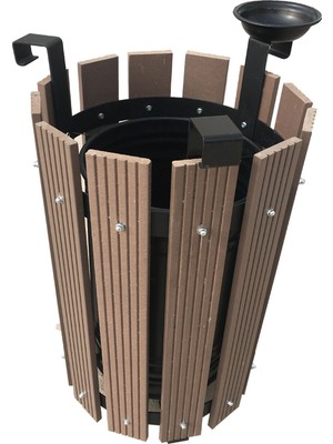 Safirkom Kompozit Ahşap Yuvarlak Çöp Kovası (30 Lt) Sç12 Kahverengi