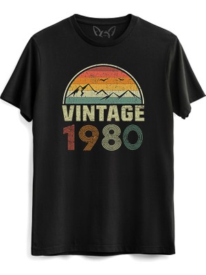 Vintage 1980 Eskitme Siyah Tshirt