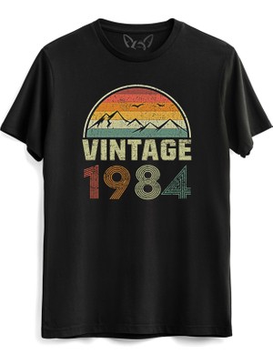 Vintage 1984 Eskitme Siyah Tshirt