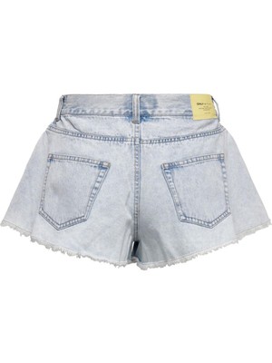 Only Onlchıara Wave Raw Bayan Kot  Shorts Açık Mavi