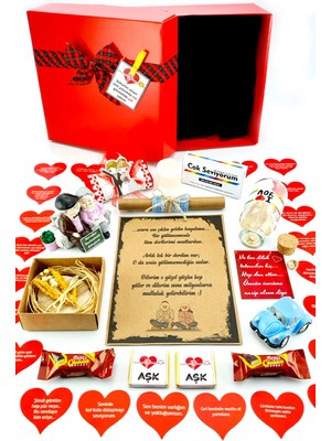 hediyekombini Kırmızı Kutuda Red Love Sevgiliye Doğum Günü Yıldönümü Ara Hediye Kombini