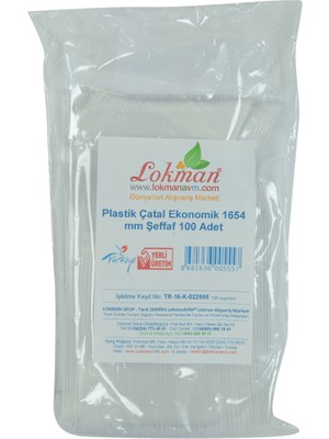 Lokmanavm Plastik Çatal Ekonomik 1654 mm Şeffaf 100'lü