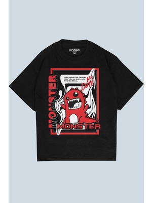 AyveGa Monster Siyah Oversize  T-Shirt