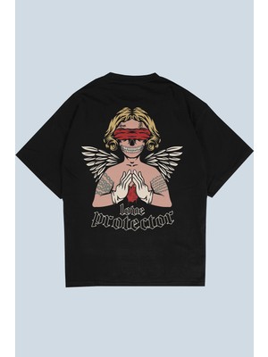 AyveGa Love Protector Siyah Oversize  T-Shirt