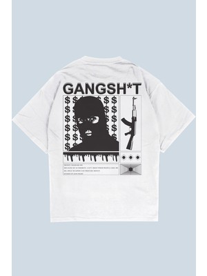 AyveGa GANGSH0T Beyaz Oversize  T-Shirt
