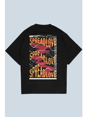AyveGa Spread Love Siyah Oversize  T-Shirt