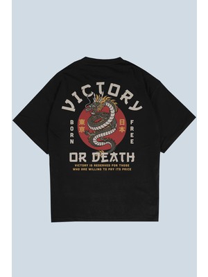 AyveGa Victory Or Death Siyah Oversize  T-Shirt