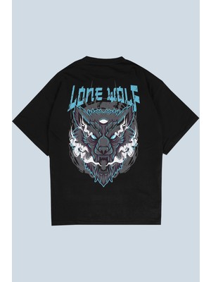 AyveGa Lone Wolf Siyah Oversize  T-Shirt