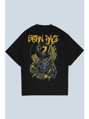 AyveGa Born Race Siyah Oversize  T-Shirt