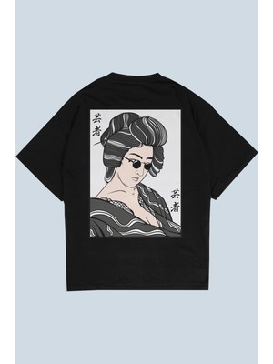 AyveGa Japan Geisha Siyah Oversize  T-Shirt