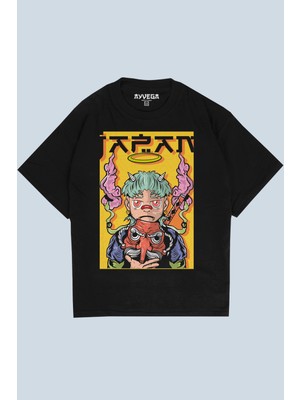 AyveGa Anime Siyah Oversize  T-Shirt