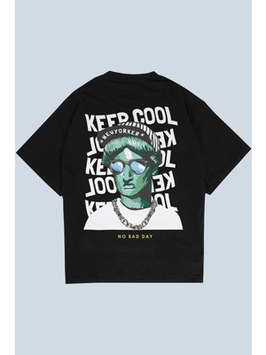 AyveGa Keep Cool Siyah Oversize  T-Shirt