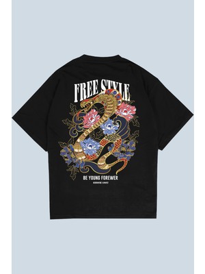 AyveGa Free Style Siyah Oversize  T-Shirt