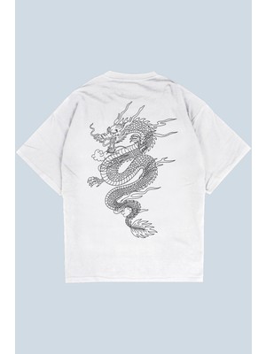 AyveGa Dragon Beyaz Oversize  T-Shirt