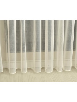 Cortibo Ktn-10 Hafif Çizgili Düz Tül Perde (Orta Pile)
