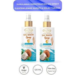 Phytoflora 2'li Set Yıpranmış Kuru Saçlar İçin Hindistan Cevizi Yağlı Kırık Uç Onarıcı Saç Bakım Spreyi 120 ml