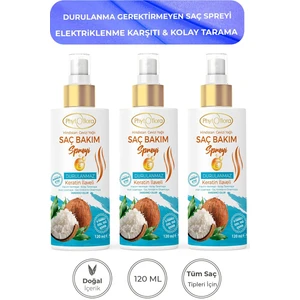 Phytoflora 3'li Set Yıpranmış Kuru Saçlar İçin Hindistan Cevizi Yağlı Kırık Uç Onarıcı Saç Bakım Spreyi 120 ml