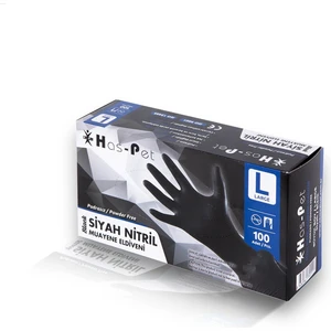 Pudrasız Siyah Nitril Eldiven Büyük (L) - 100 Adet