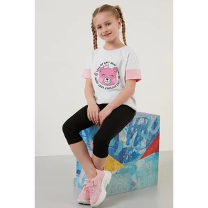 Pamuklu Baskılı Bisiklet Yaka T Shirt Kız Çocuk T Shirt 6211038