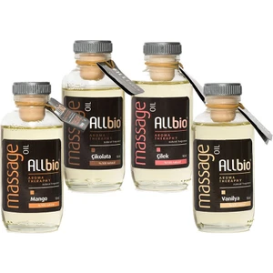 Allbio 4'lü Masaj Yağı Çilek, Mango, Vanilya, Çikolata