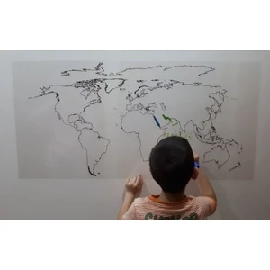 Sihirli Tahta Dilsiz Dünya Haritası 56 x 114 cm Sihirli Akıllı Statik Kağıt Tahta +Kalem