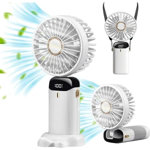Chronus Mini El Fanı Portatif Kişisel Fan Asılı Boyun Fanı 90° Ayarlanabilir USB Şarj Edilebilir 5000MAH Küçük Masa Fanı 5 Hız  (Yurt Dışından)