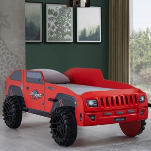 Arabalı Yatak, Jeep Arabalı Yatak, 90X190 - Kırmızı