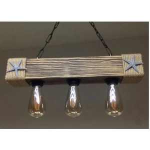 Etro Ahşap Avize.vintage Aydınlatma Ahşap Halat Avize Dekoratif Rustik Ahşap Kütük Avize
