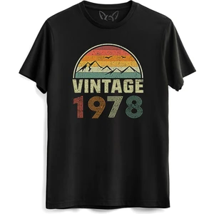 Vintage 1978 Eskitme Siyah Tshirt