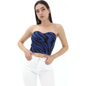 Zebra Desen Triko Crop - Saksmavisi
