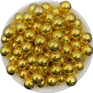 Hedef Bijuteri Deliksiz Inci Boncuk, Deliksiz 14MM Metalize Gold / Altınsarısı Çakma Incisi  (50GR,~30ADET)