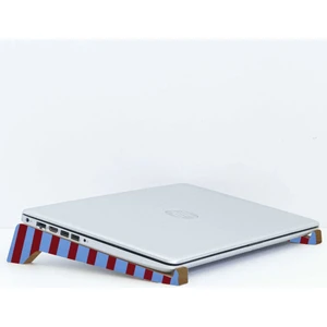 Bk Gift Taşınabilir Ahşap Bordo Mavi Notebook Laptop Standı