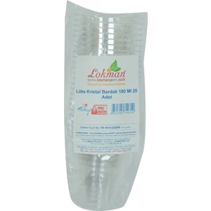 Lokmanavm Lüks Kristal Bardak Sert Plastik Çay Kahve Su Otomat Bardağı 180 ml 25'li