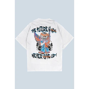 Never Give Up Beyaz Oversize  T-Shirt