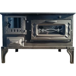 MF45 Model Soba Kuzine Soba Mat Siyah 40 cm Fırınlı Soba Döküm Soba