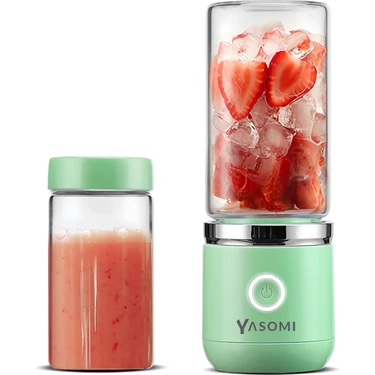 Yasomi Taşınabilir Kablosuz Şarjlı Cam Smoothie El Blenderi Yeşil (Yasomi Türkiye