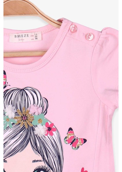 Breeze Kız Bebek Kapri Taytlı Takım Baskılı Pudra (2 Yaş) modelleri