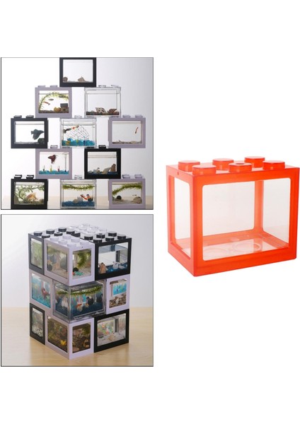 Mini Akvaryum LED Işık Lambası Temizle Balık Tankı Kutusu Blok Besleme Masaüstü Dekor Hediyeler Kırmızı (Yurt Dışından) modelleri