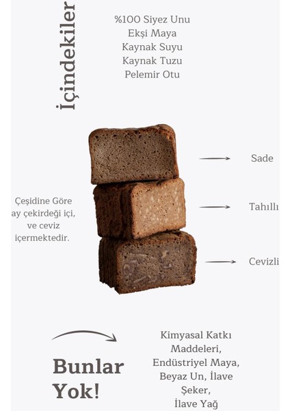 Siyez Ekşi Mayalı Ekmekler 3'lü Seçim 3X500 gr (Sade-Tahıllı-Tahıllı) fırsatları