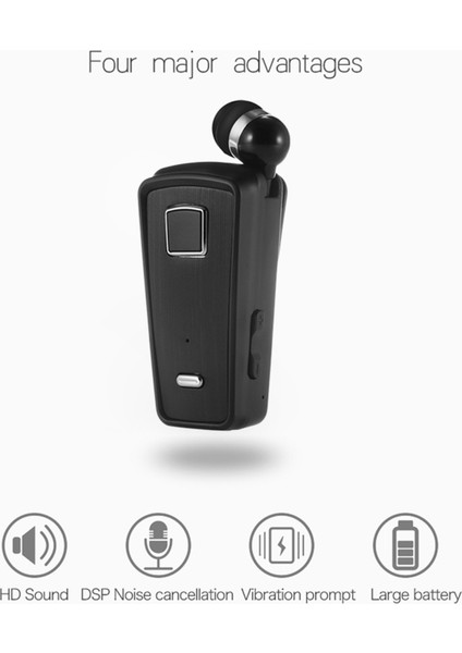 F980 Klipsli Bluetooth 4.0 Kulaklık Kablosu Geri Çekilebilir (Yurt Dışından)