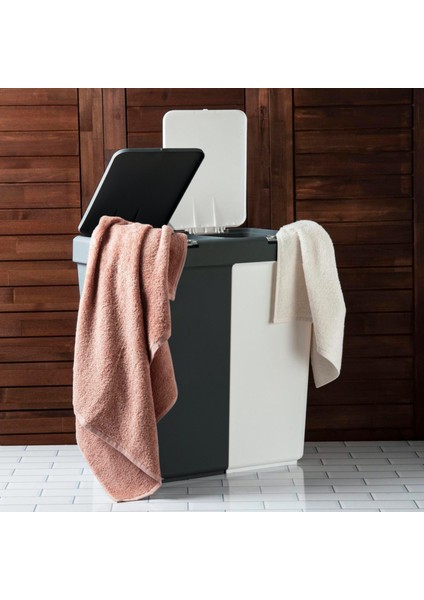 Duo Laundry Antrasit / Beyaz Çamaşır Sepeti - 80 lt