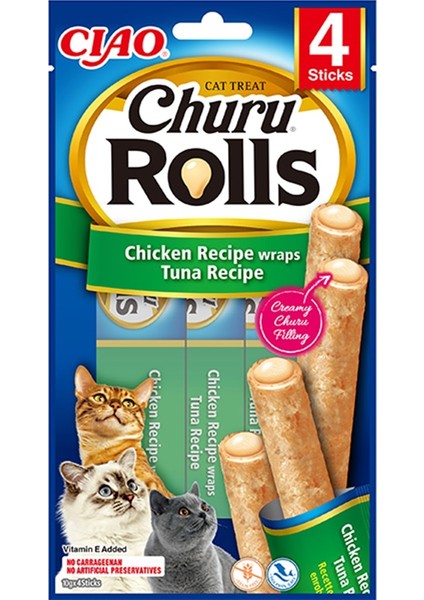 Ciao Sticks Tavuk Sargılı & Ton Balıklı Kedi Ödülü 4 x 10 Gr