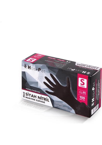 Pudrasız Siyah Nitril Eldiven Küçük (S) - 100 Adet