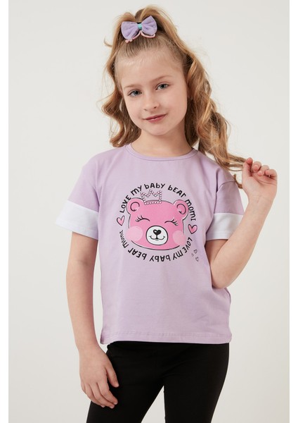 Pamuklu Baskılı Bisiklet Yaka T Shirt Kız Çocuk T Shirt 6211038 fırsatları