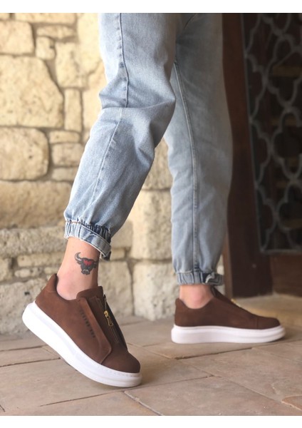 ER0310 Erb Kalın Yüksek Taban Fermuarlı Taba Beyaz Erkek Ayakkabı fiyatları
