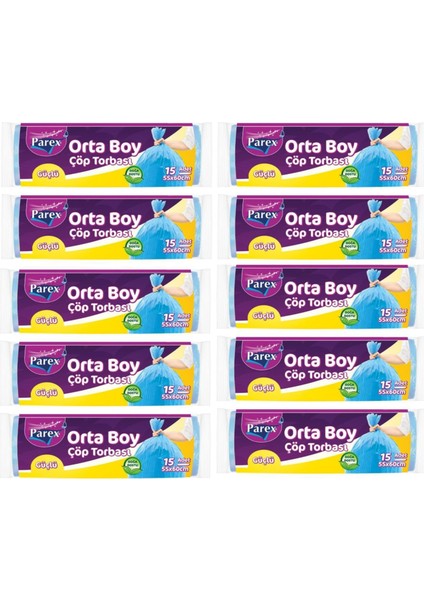 Güçlü Orta Boy Çöp Torbası 10 x 15'li