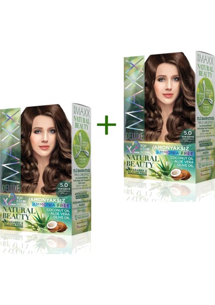 2 Paket Natural Beauty Amonyaksız Saç Boyası 5.0 Açık Kahve