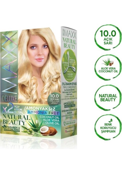 2 Paket Natural Beauty Amonyaksız Saç Boyası 10.0 Açık Sarı