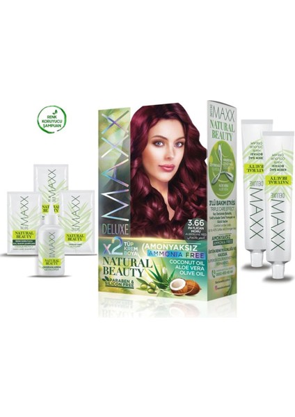 2 Paket Natural Beauty Amonyaksız Saç Boyası 3.66 Patlıcan Moru