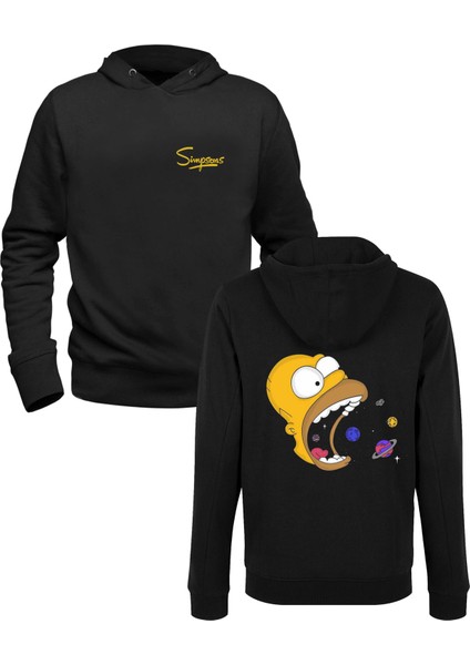 Simpsons Siyah Ön Arka Baskılı Çocuk Sweatshirt